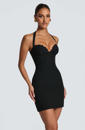 Cassia Mini Dress - Black Ryvelle