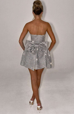 Alice Mini Dress - Silver Sparkle R.F