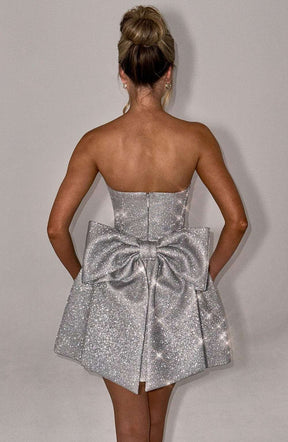 Alice Mini Dress - Silver Sparkle R.F