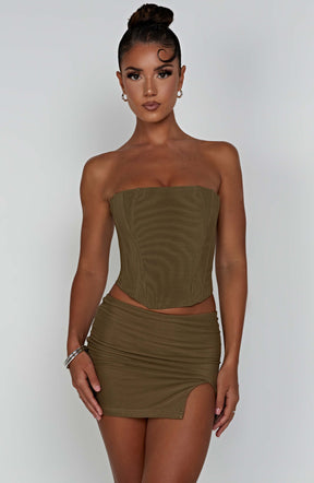 Alina Mini Skirt - Khaki L.F