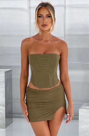 Alina Mini Skirt - Khaki L.F
