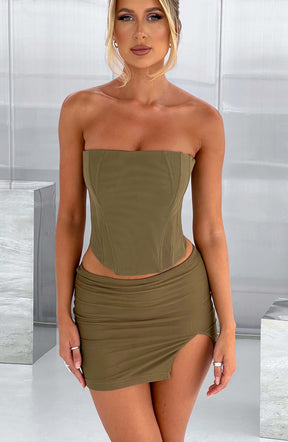 Alina Mini Skirt - Khaki L.F