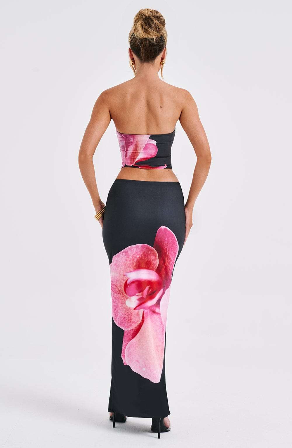 Allegra Maxi Skirt - Black Floral Print DIA