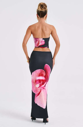Allegra Maxi Skirt - Black Floral Print DIA