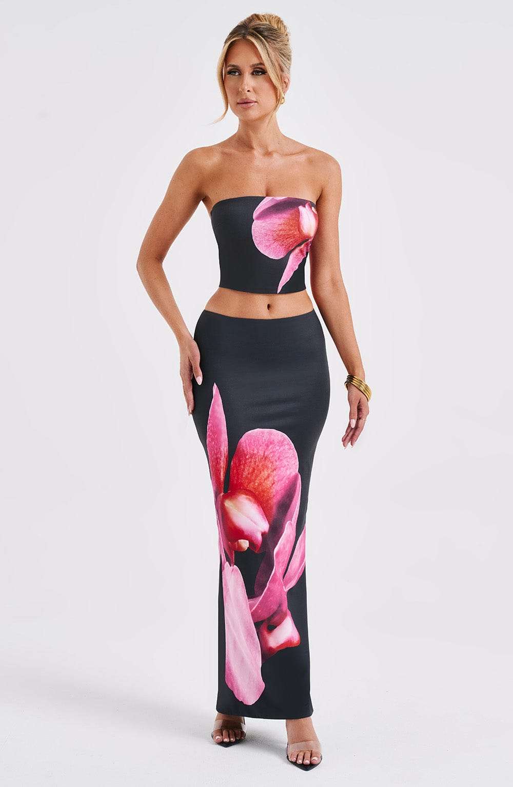 Allegra Maxi Skirt - Black Floral Print DIA