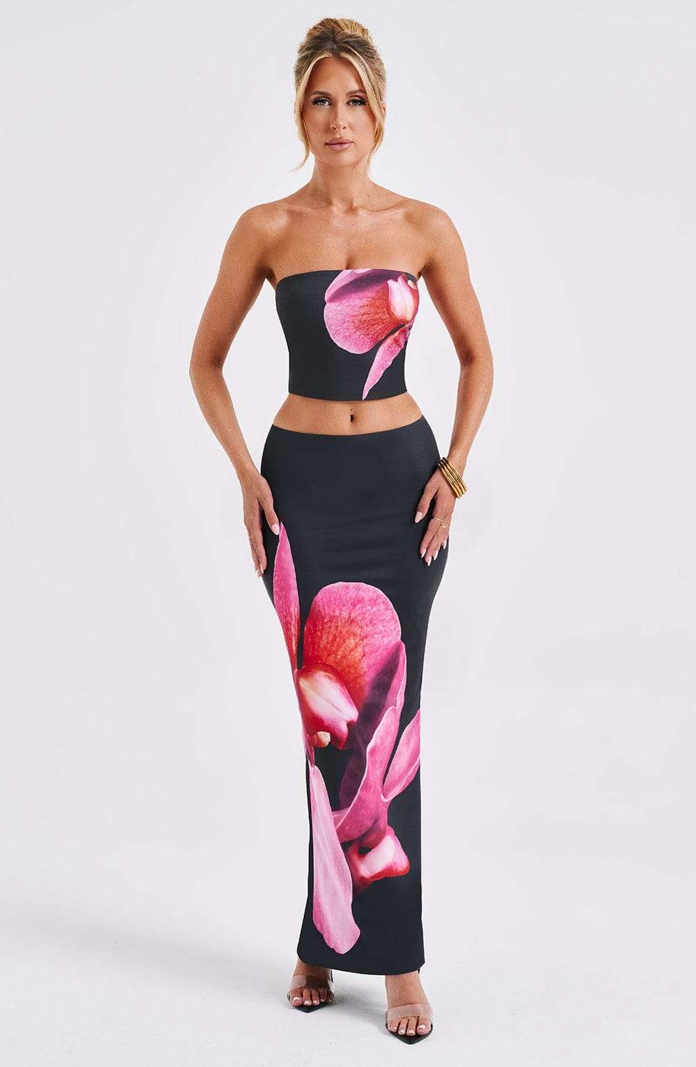 Allegra Maxi Skirt - Black Floral Print DIA