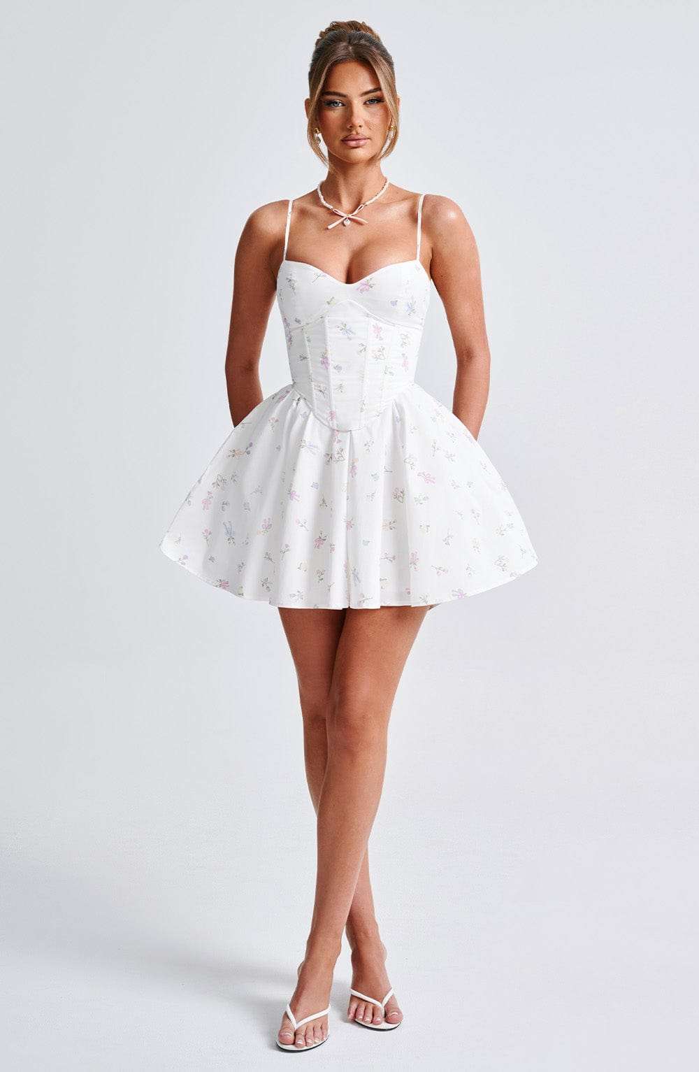 Analeigh Mini Dress - White Multi Floral Print M.T