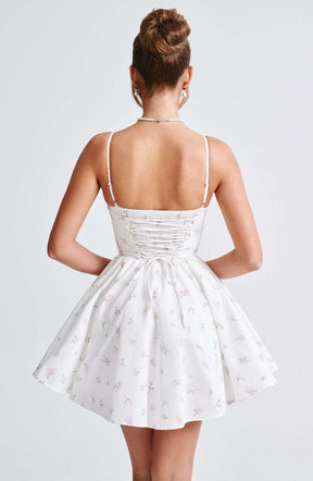Analeigh Mini Dress - White Multi Floral Print M.T