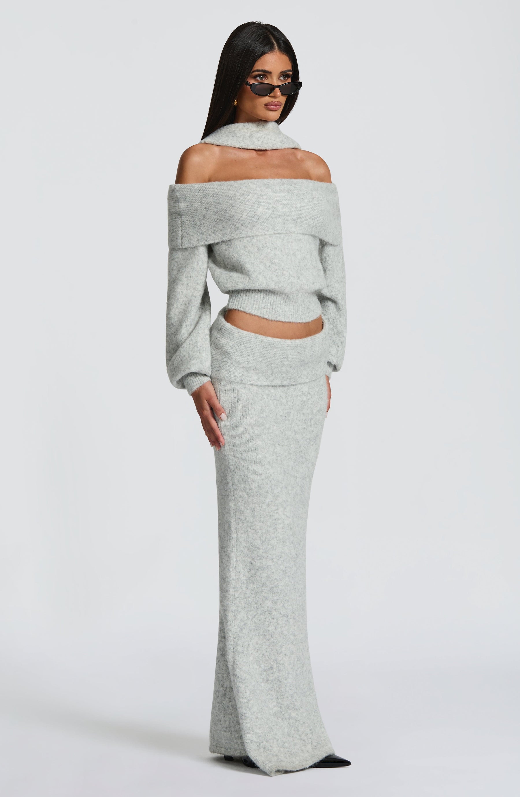 Andie Maxi Skirt - Light Grey Marl T.T