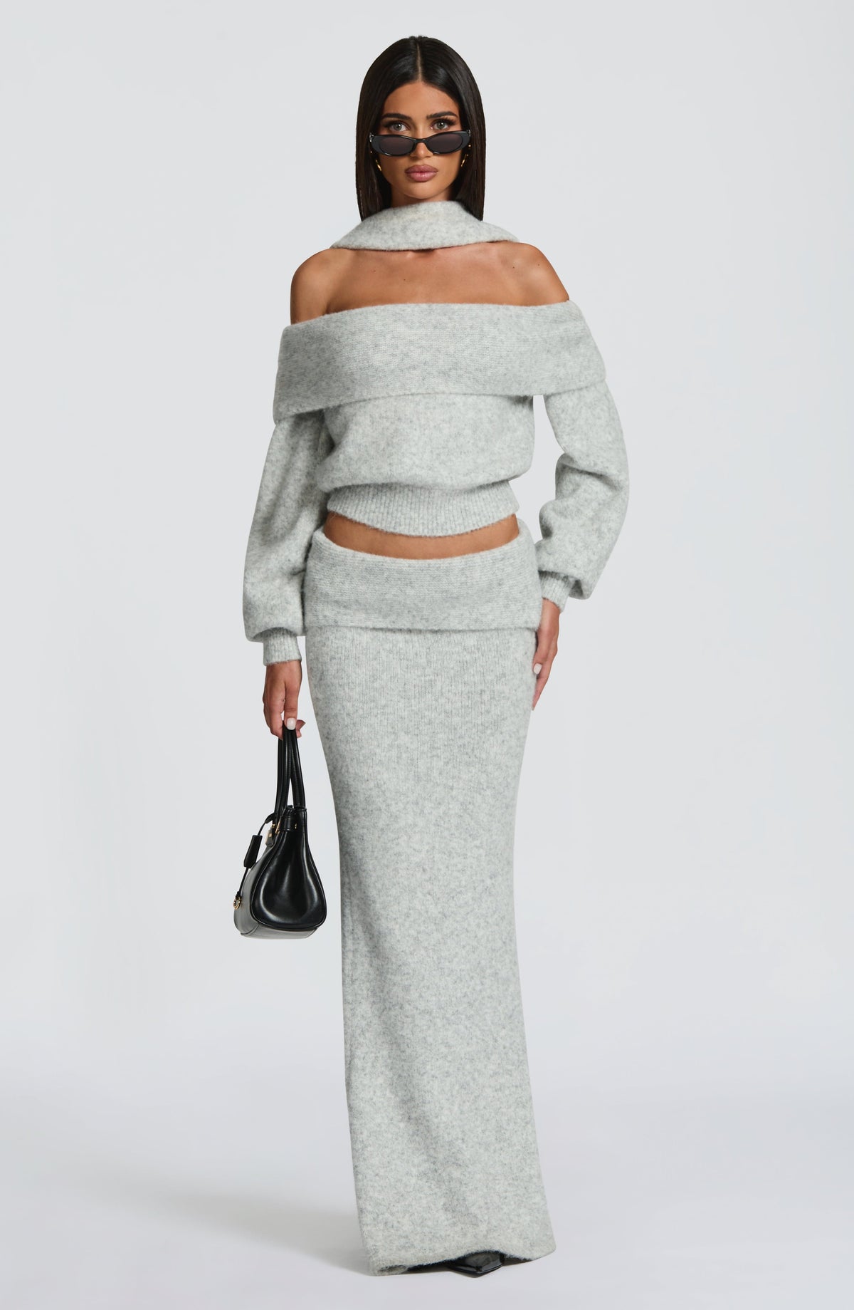Andie Maxi Skirt - Light Grey Marl T.T
