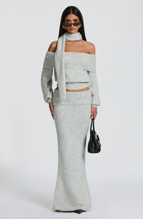 Andie Maxi Skirt - Light Grey Marl T.T