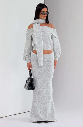 Andie Maxi Skirt - Light Grey Marl T.T
