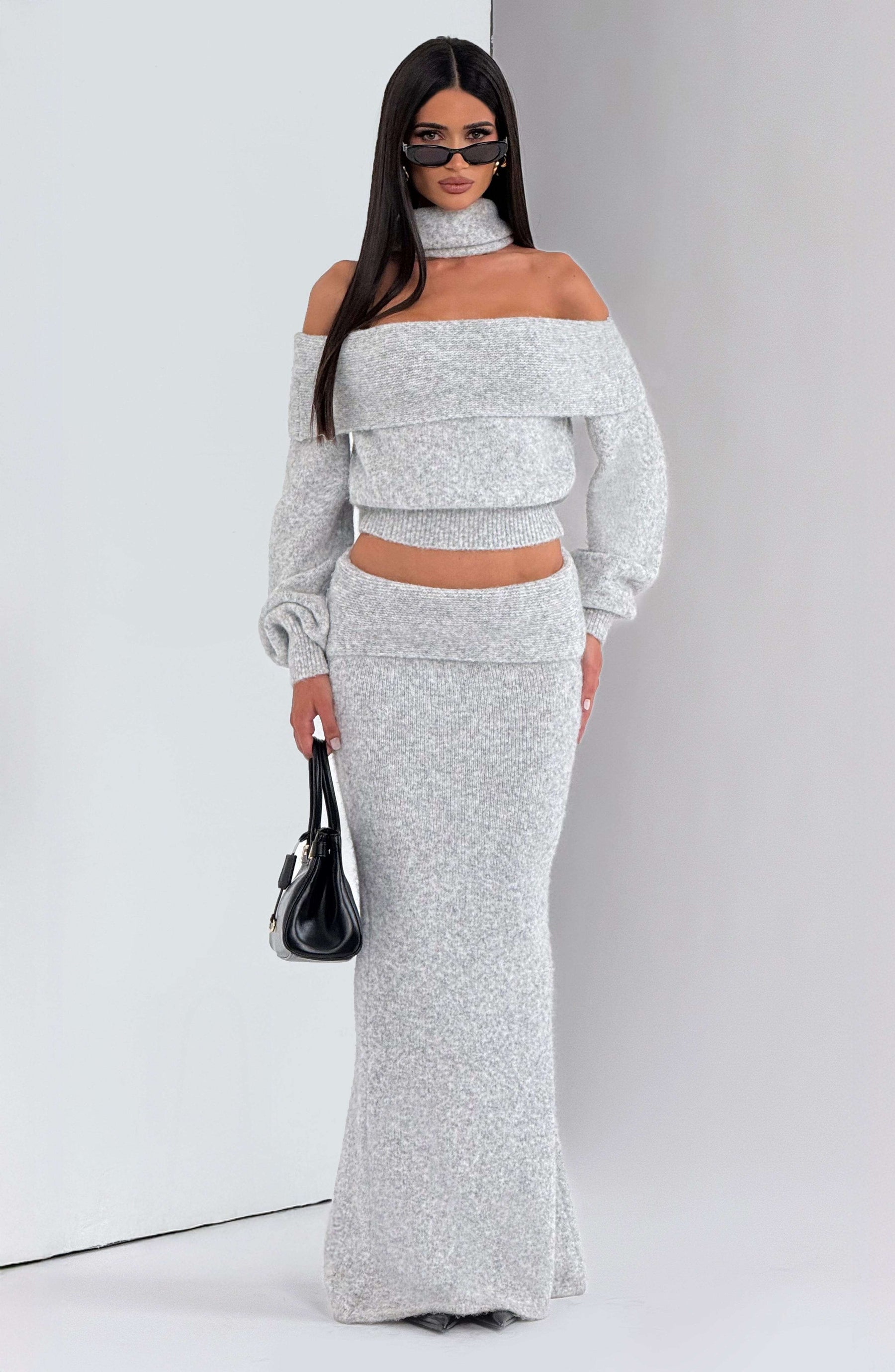 Andie Maxi Skirt - Light Grey Marl T.T