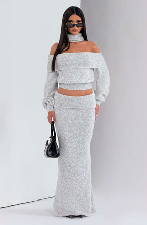 Andie Maxi Skirt - Light Grey Marl T.T