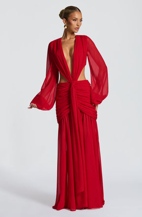 Andrina Maxi Dress - Red T.X