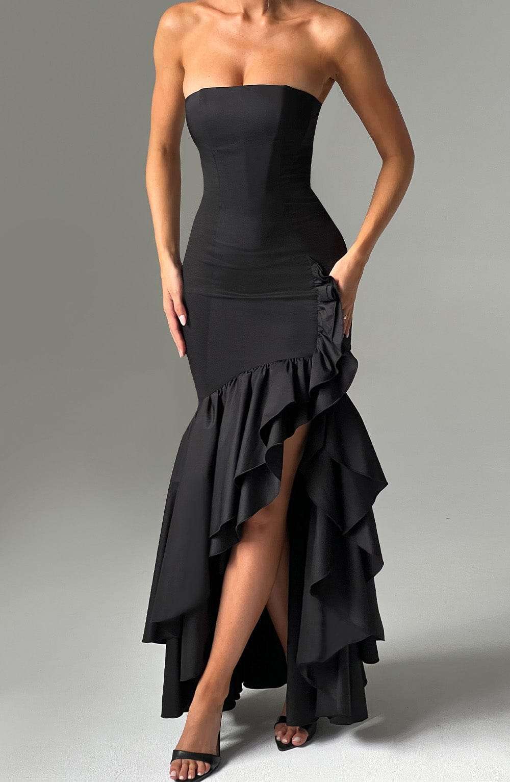 Angelina Maxi Dress - Black C.F