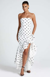 Angelina Maxi Dress - Black Polka Dot Print C.F