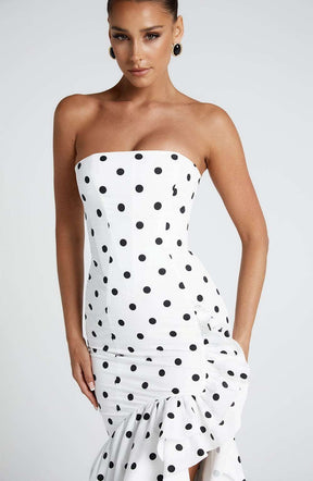 Angelina Maxi Dress - Black Polka Dot Print C.F