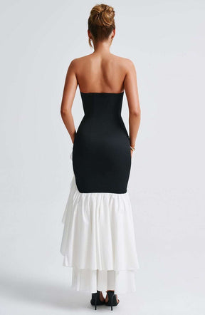 Angelina Maxi Dress - Black/White C.F