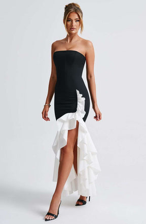 Angelina Maxi Dress - Black/White C.F