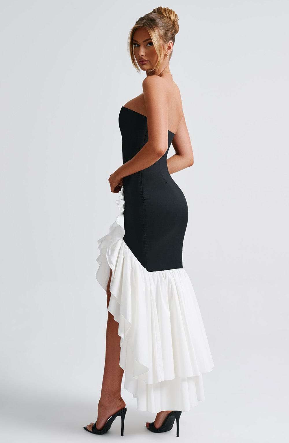 Angelina Maxi Dress - Black/White C.F