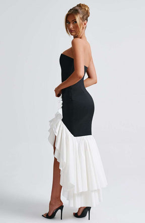 Angelina Maxi Dress - Black/White C.F