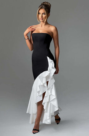 Angelina Maxi Dress - Black/White C.F