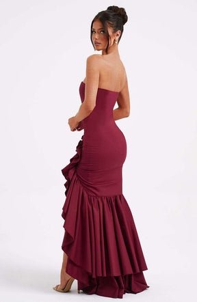 Angelina Maxi Dress - Burgundy C.F