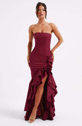 Angelina Maxi Dress - Burgundy C.F