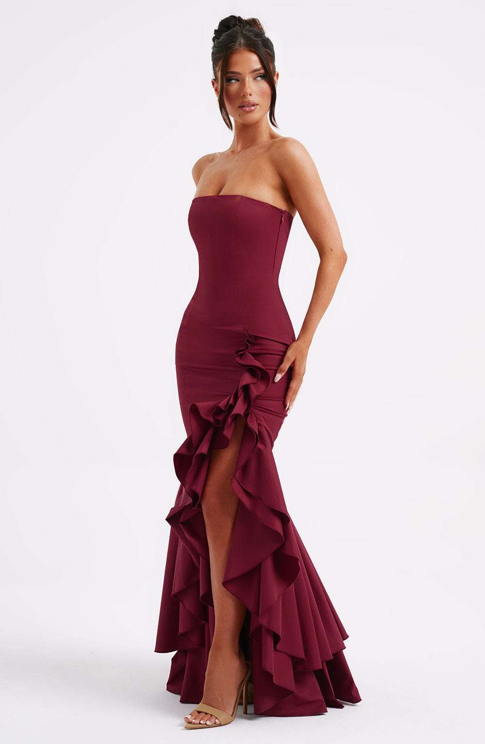 Angelina Maxi Dress - Burgundy C.F