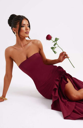 Angelina Maxi Dress - Burgundy C.F