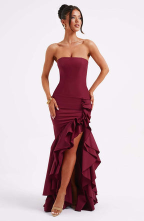 Angelina Maxi Dress - Burgundy C.F