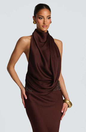 Armelle Maxi Dress - Plum Brown R.F