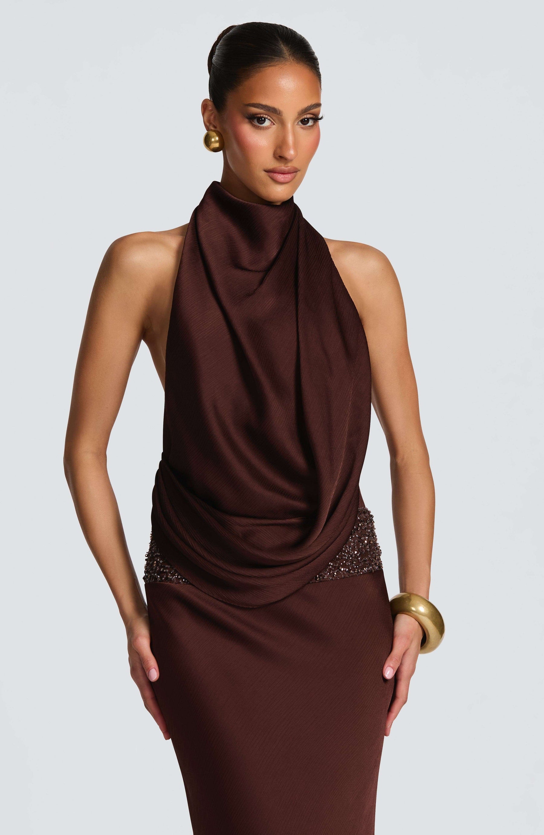 Armelle Maxi Dress - Plum Brown R.F