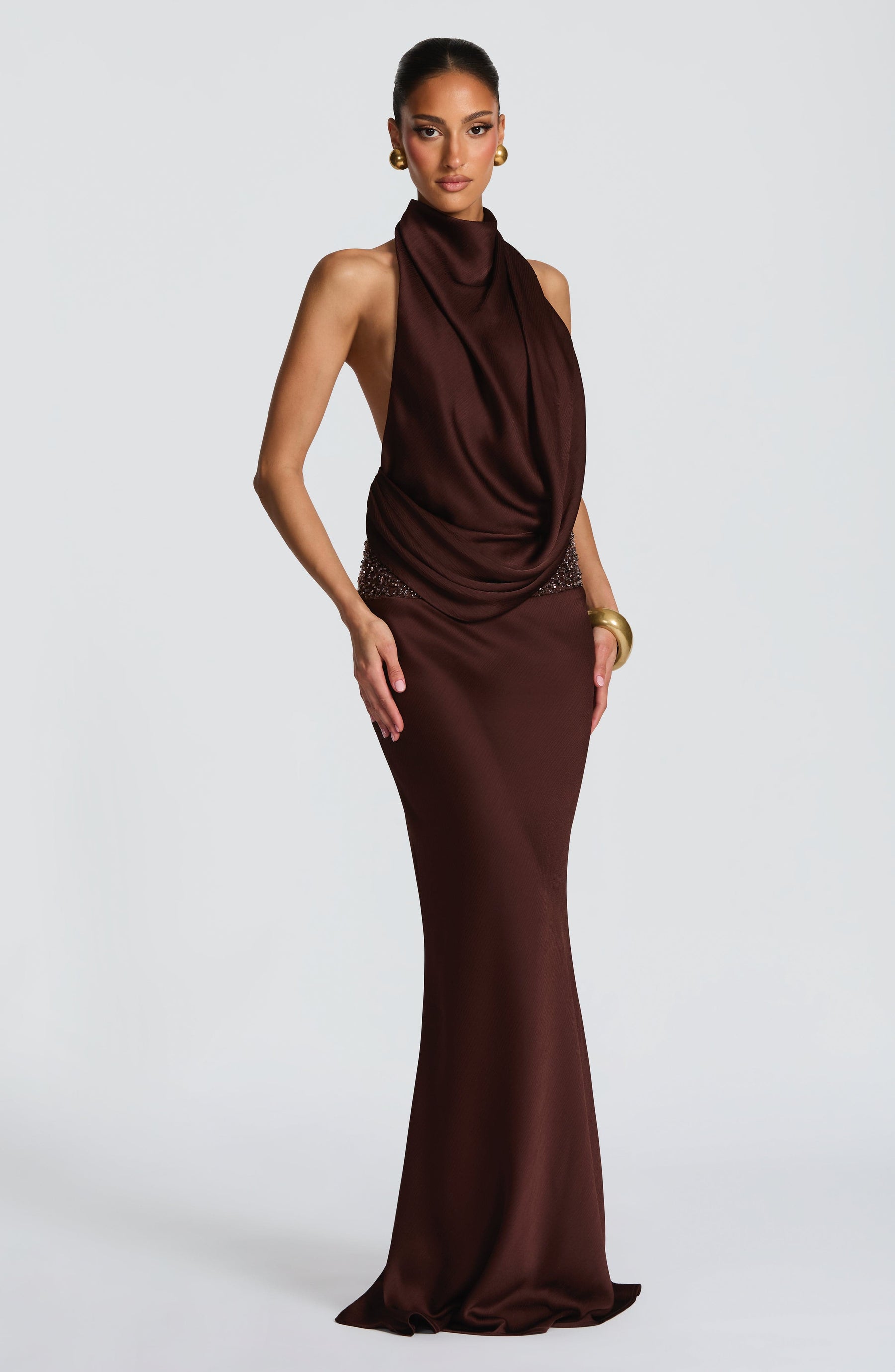 Armelle Maxi Dress - Plum Brown R.F
