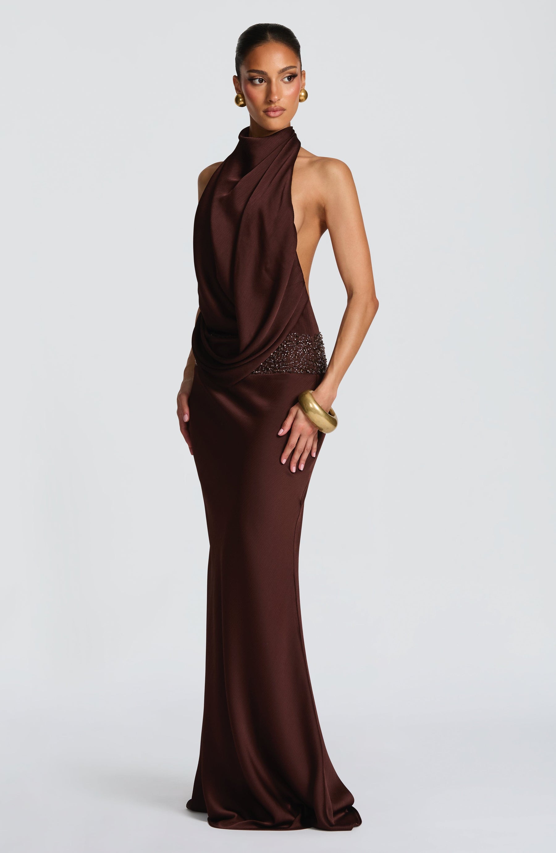 Armelle Maxi Dress - Plum Brown R.F