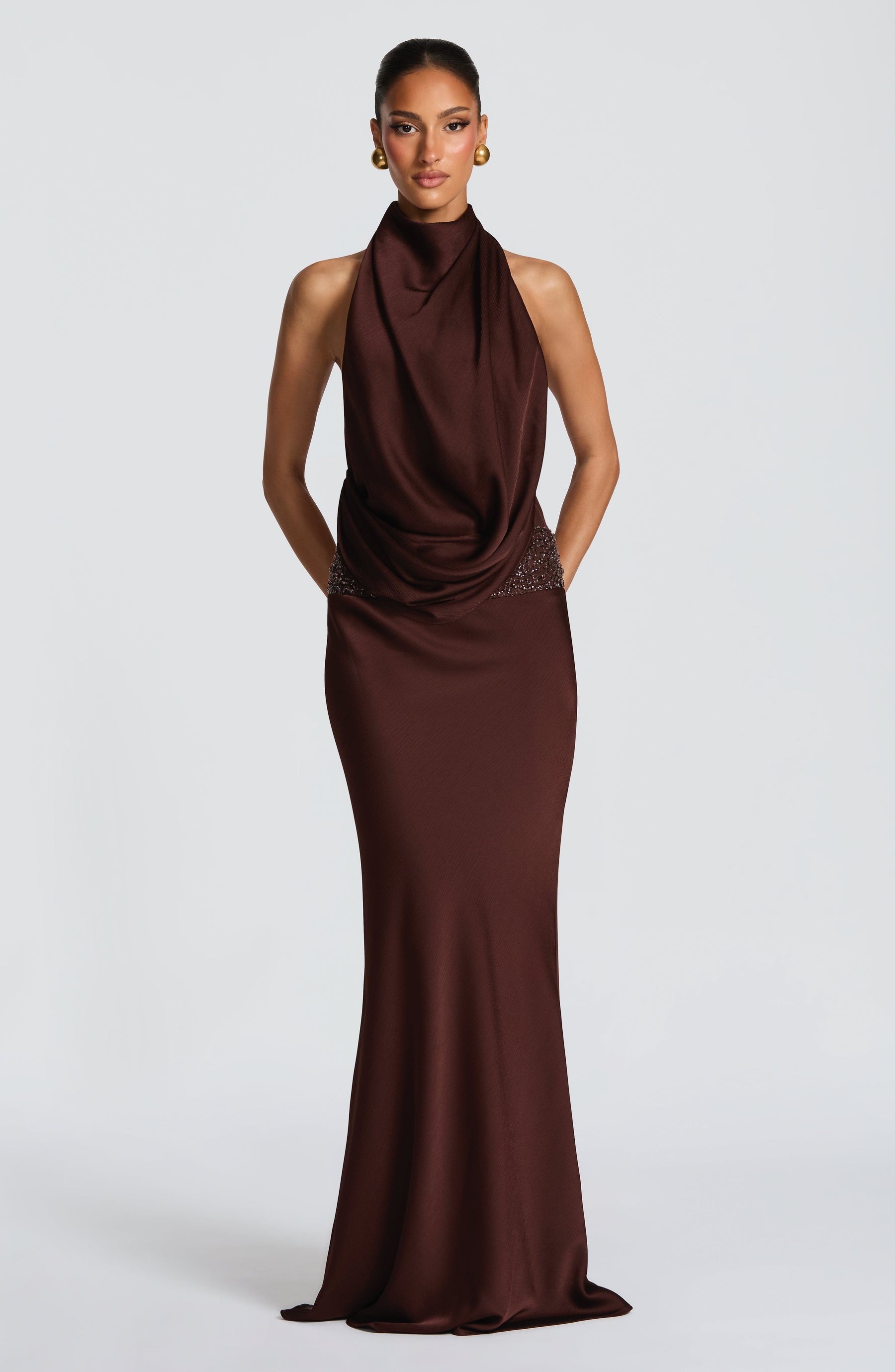 Armelle Maxi Dress - Plum Brown R.F