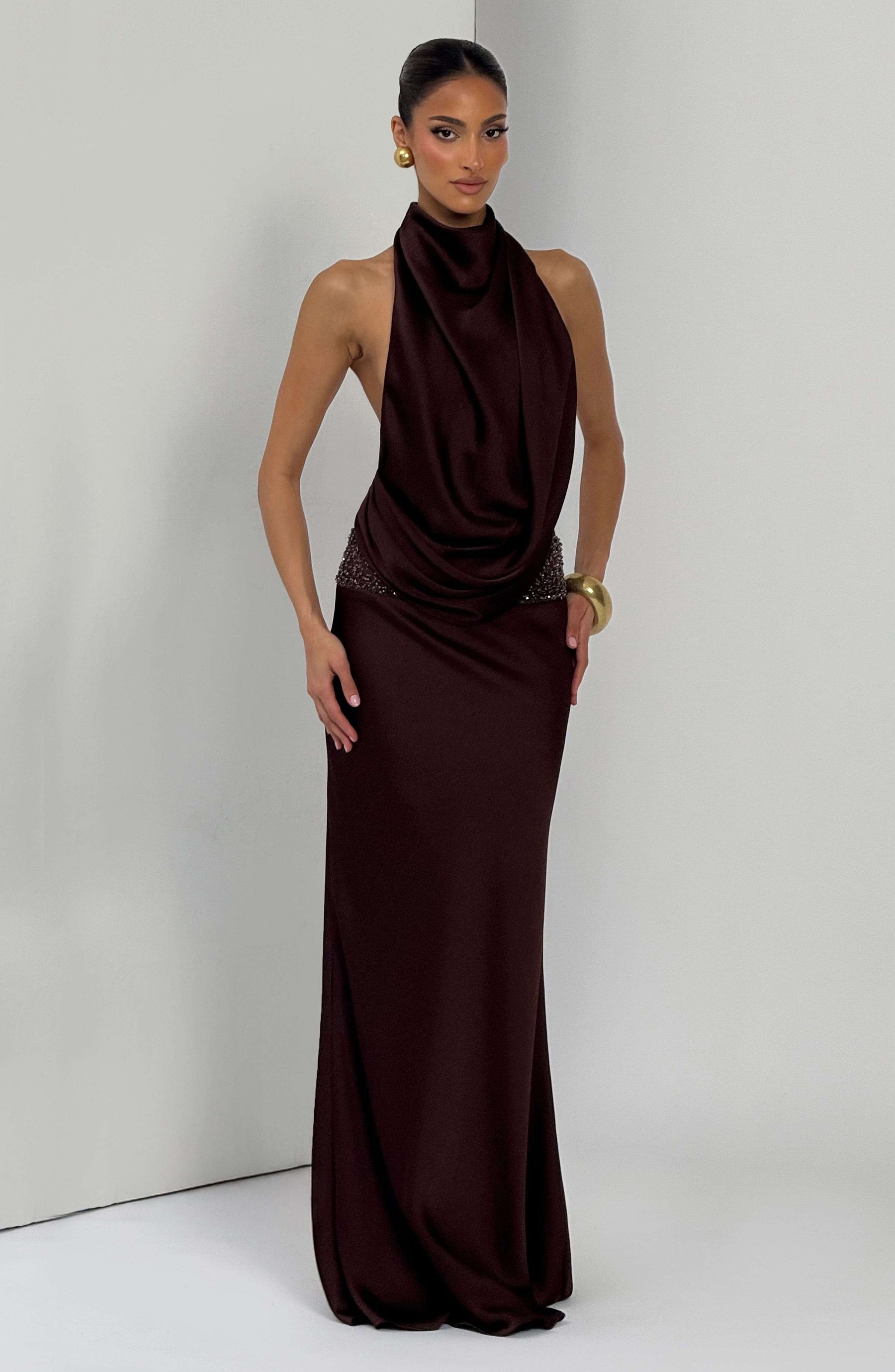 Armelle Maxi Dress - Plum Brown R.F