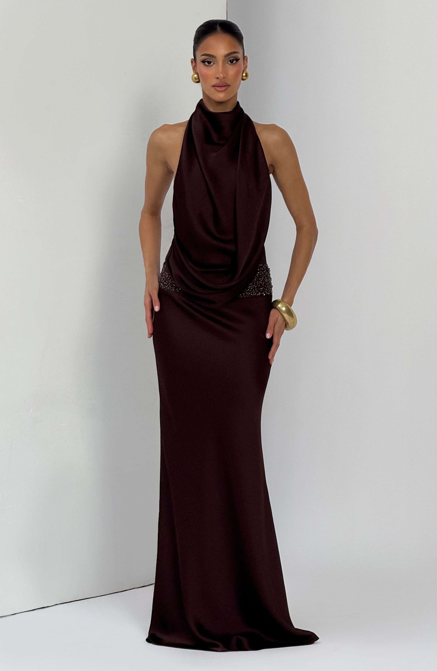 Armelle Maxi Dress - Plum Brown R.F
