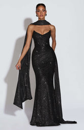 Ashika Maxi Dress - Black Sparkle L.F