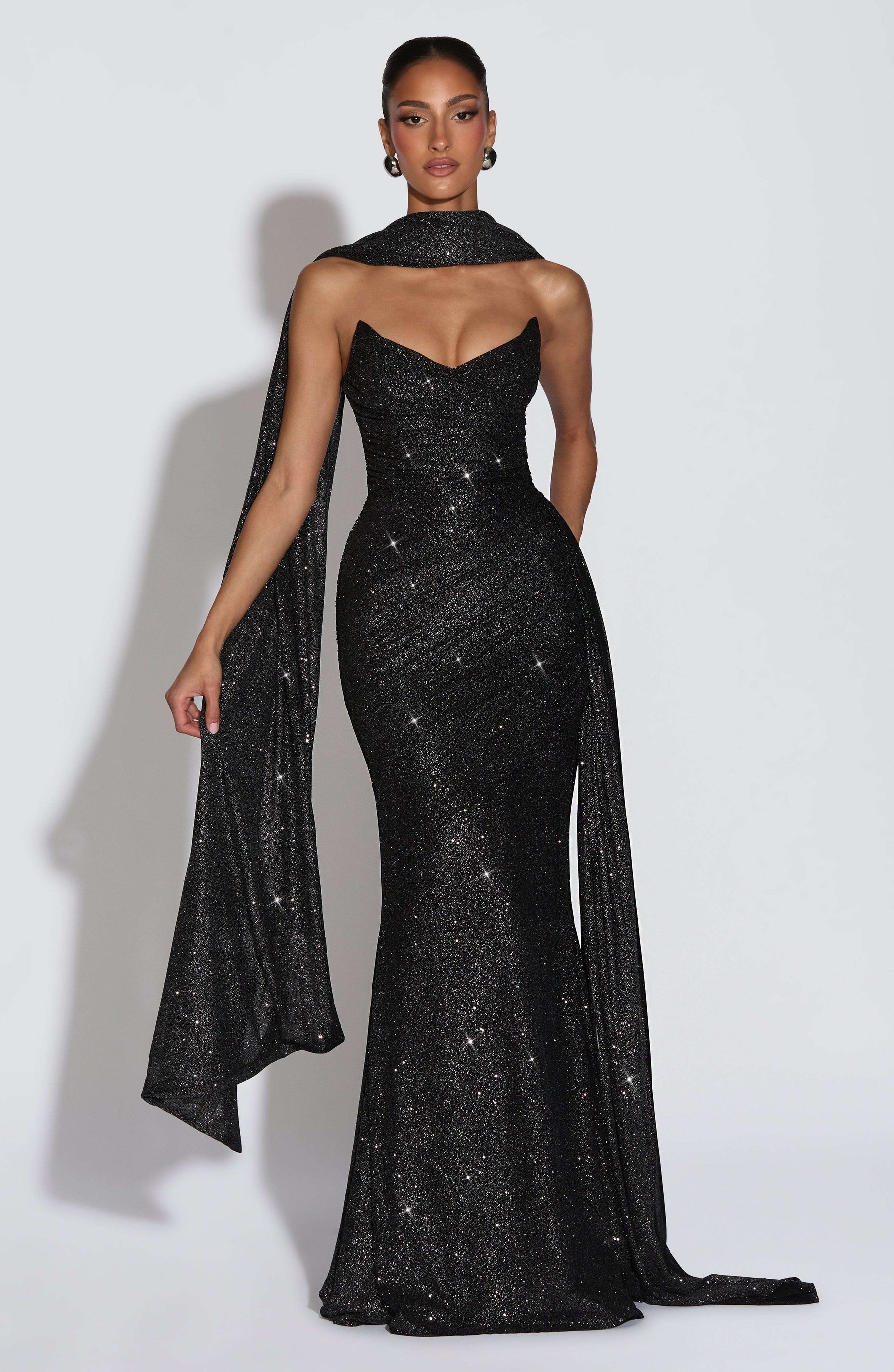 Ashika Maxi Dress - Black Sparkle L.F