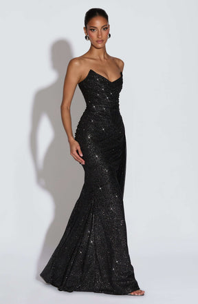 Ashika Maxi Dress - Black Sparkle L.F