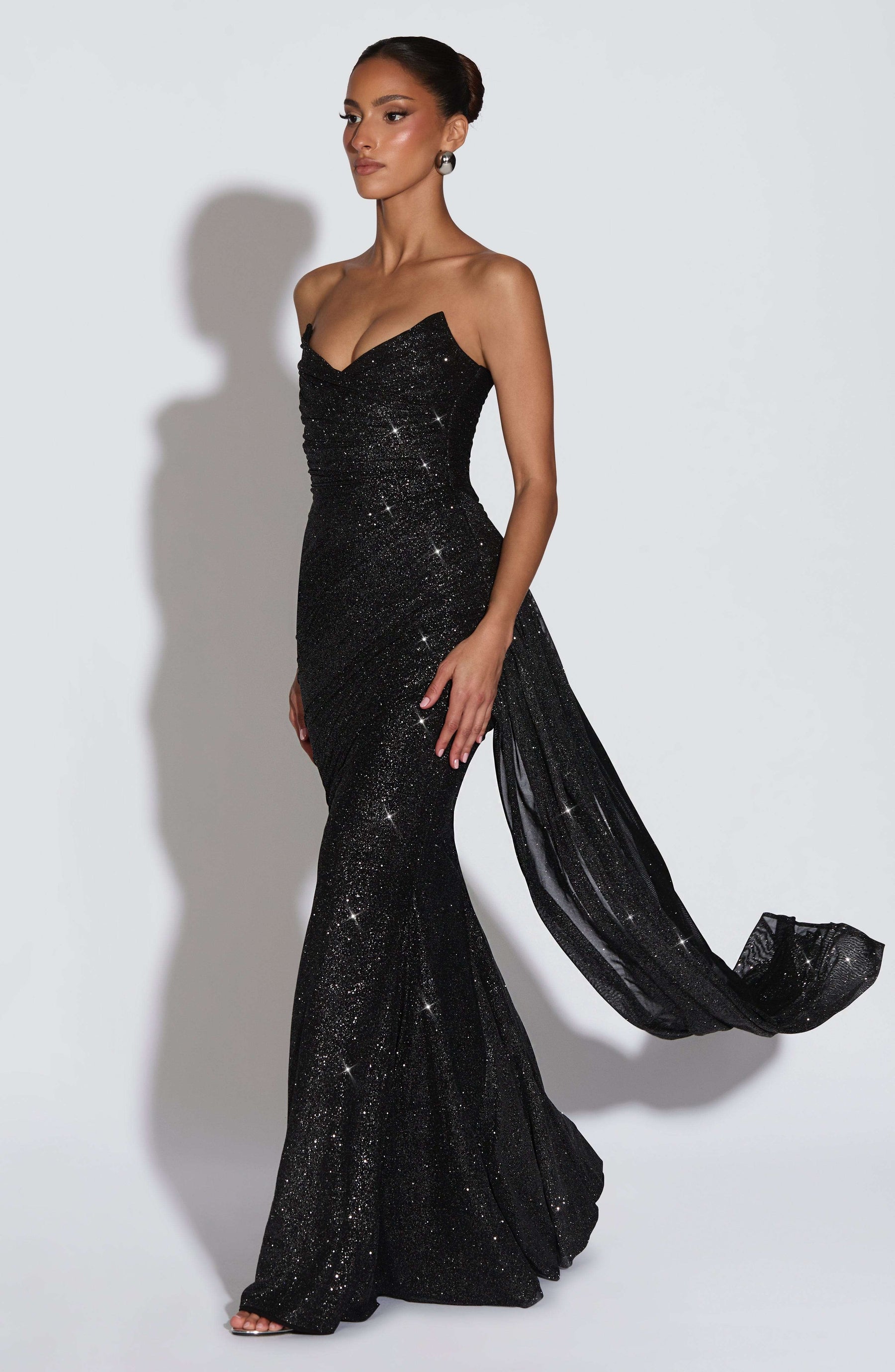 Ashika Maxi Dress - Black Sparkle L.F