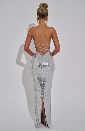 Atari Maxi Dress - Silver K.Y