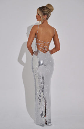 Atari Maxi Dress - Silver K.Y