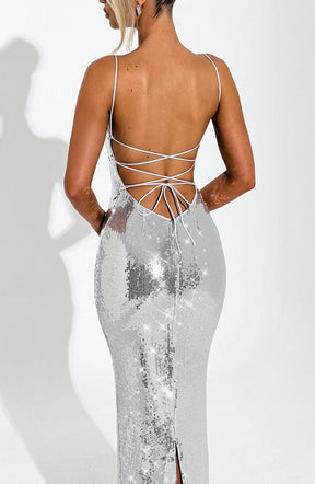 Atari Maxi Dress - Silver K.Y