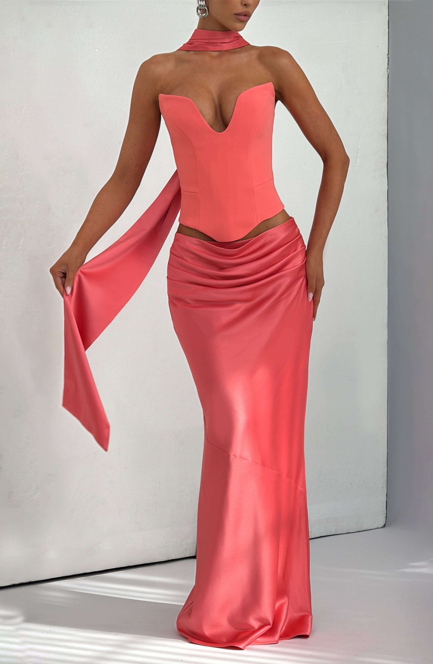 Bernadette Maxi Skirt - Coral Pink M.T