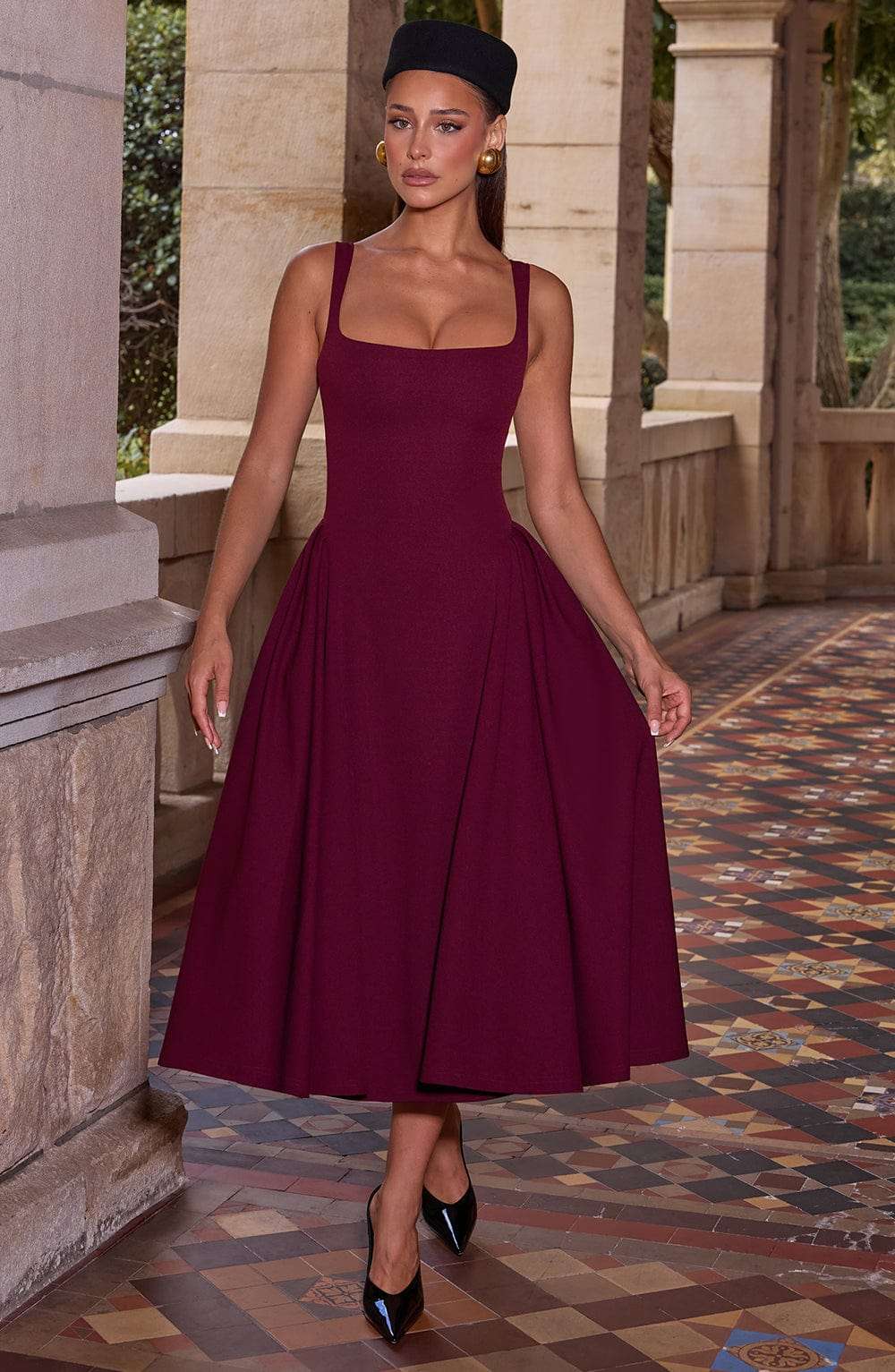Betty Midi Dress - Cherry Lacquer M.T