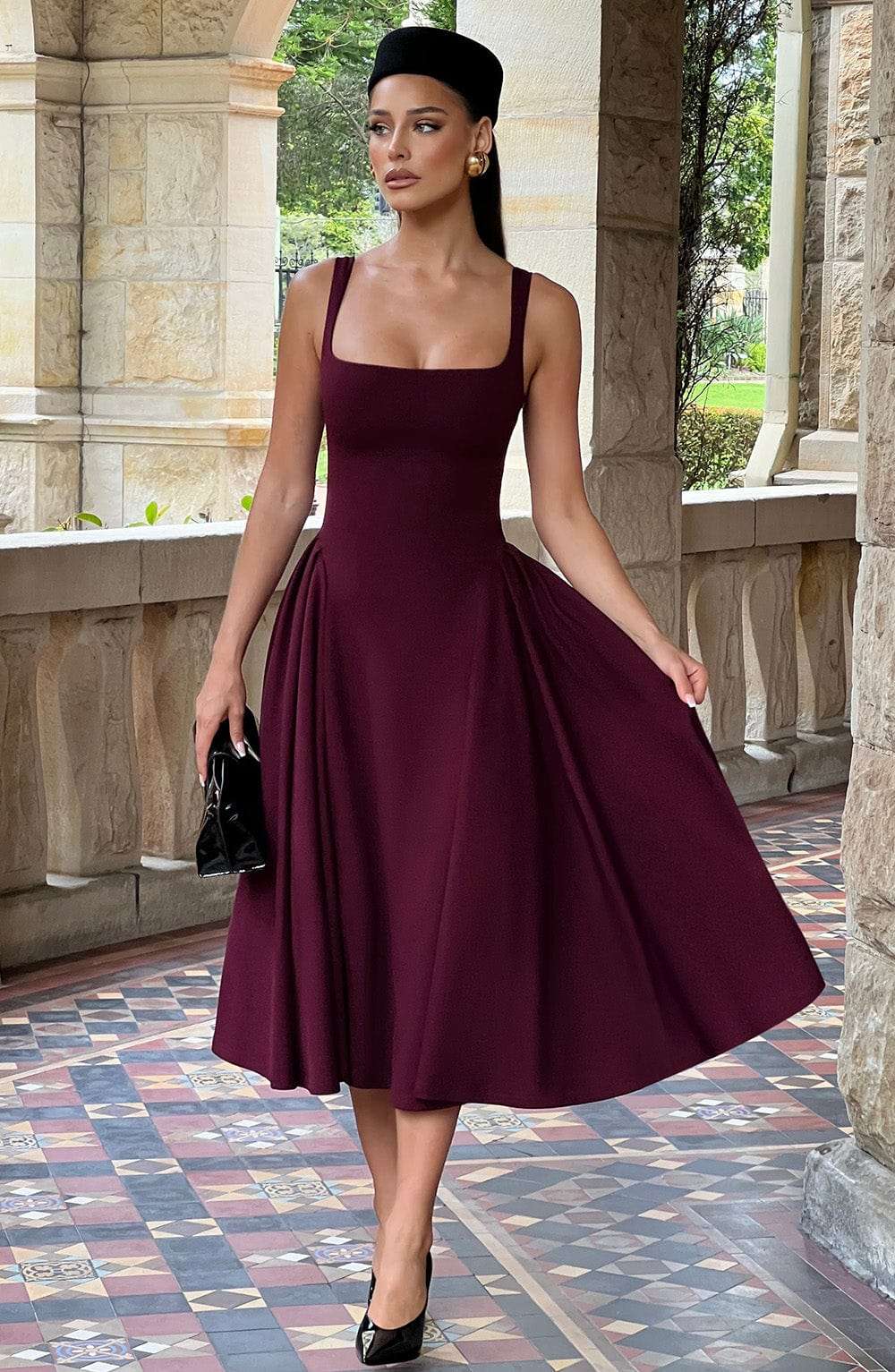 Betty Midi Dress - Cherry Lacquer M.T