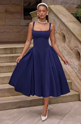 Betty Midi Dress - Navy M.T